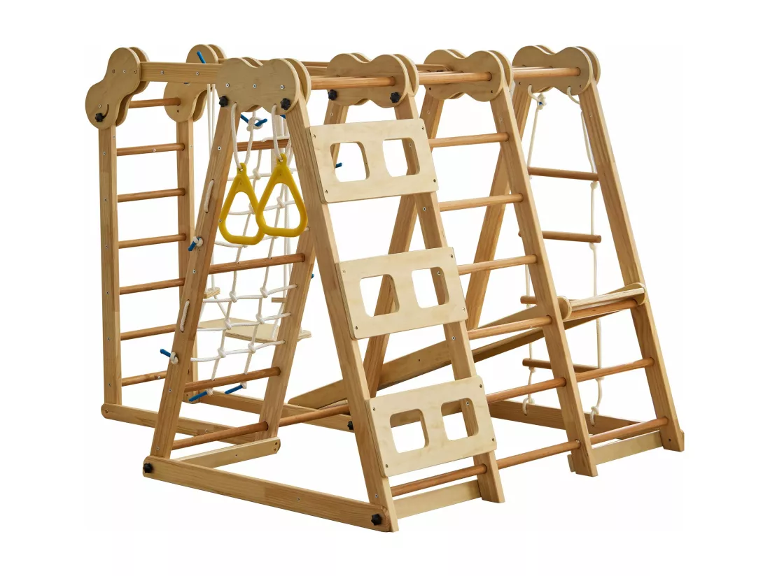Luge en bois massif, d128cm×h116cm, naturel