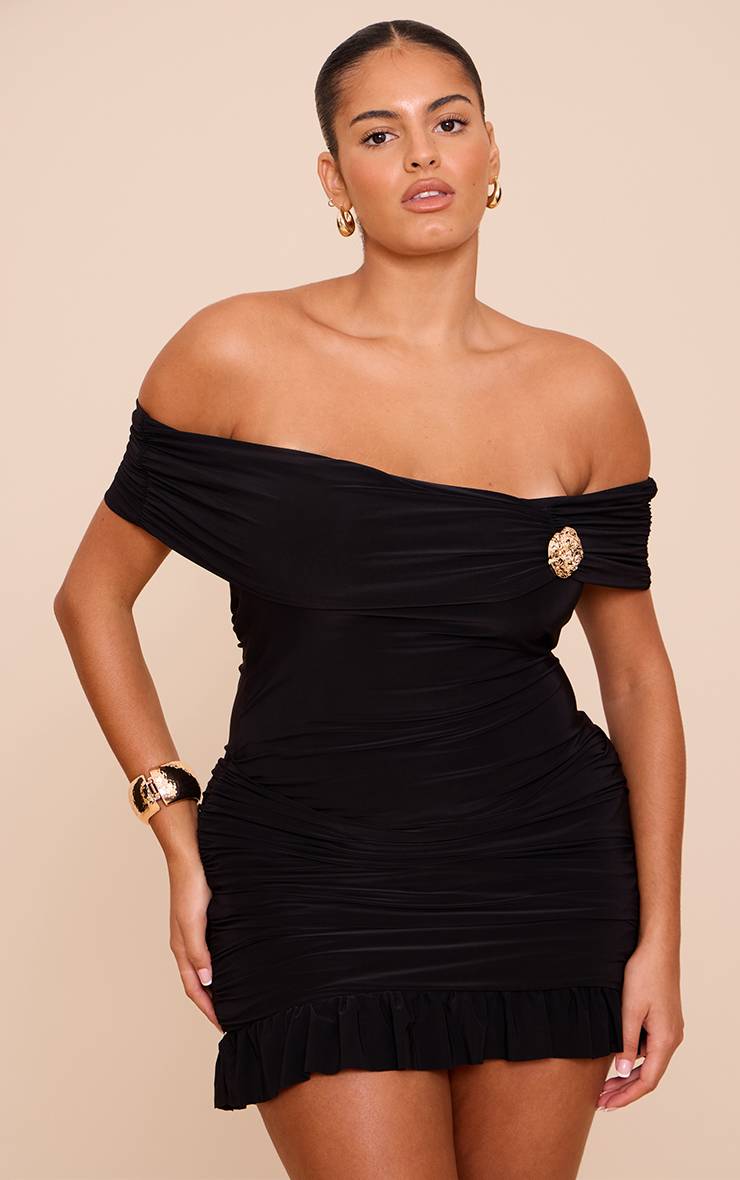 Taupe Robe Longue Grande Taille En Mousseline Col Licou