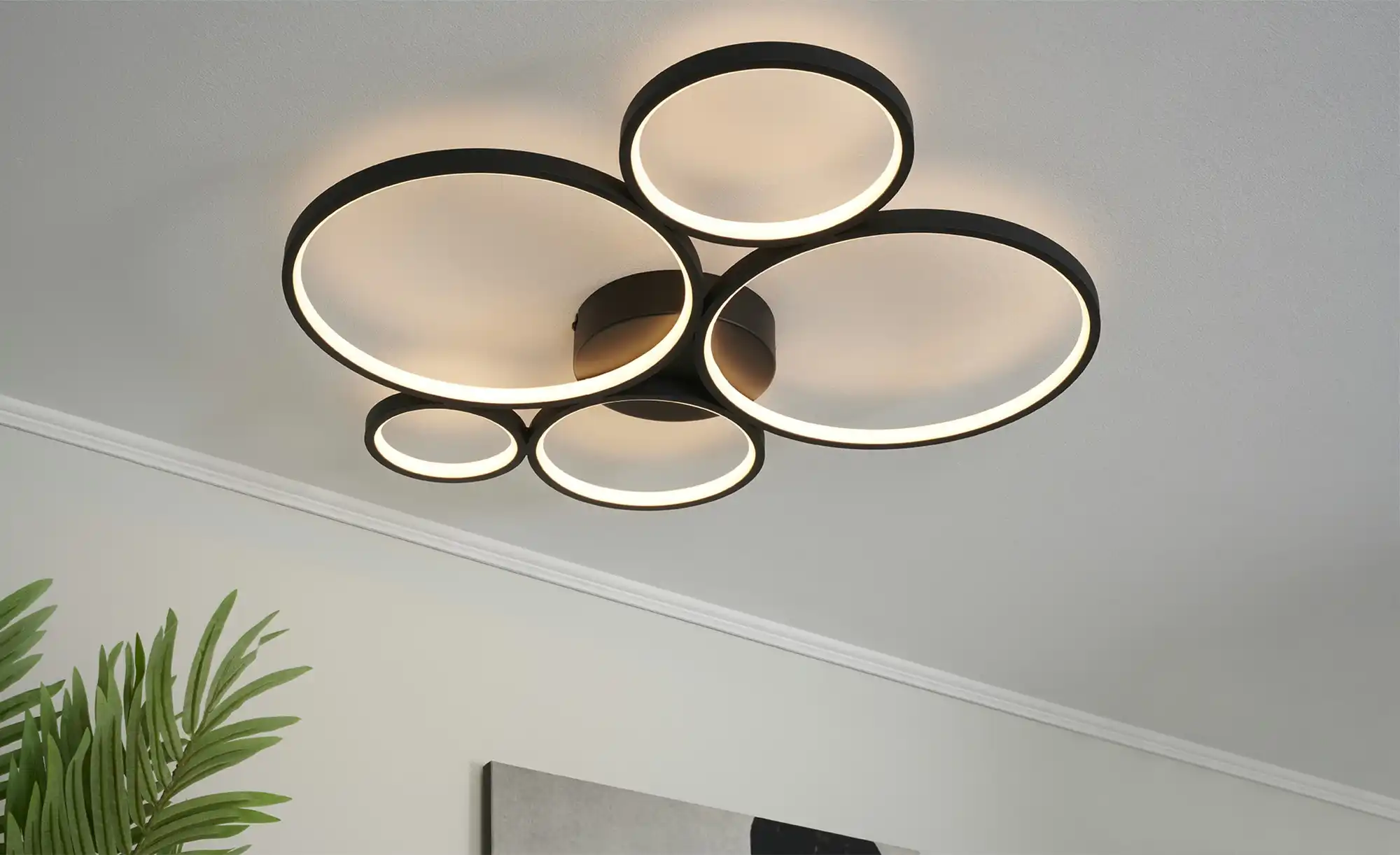 Trio LED-Deckenleuchte, Kreise, schwarz