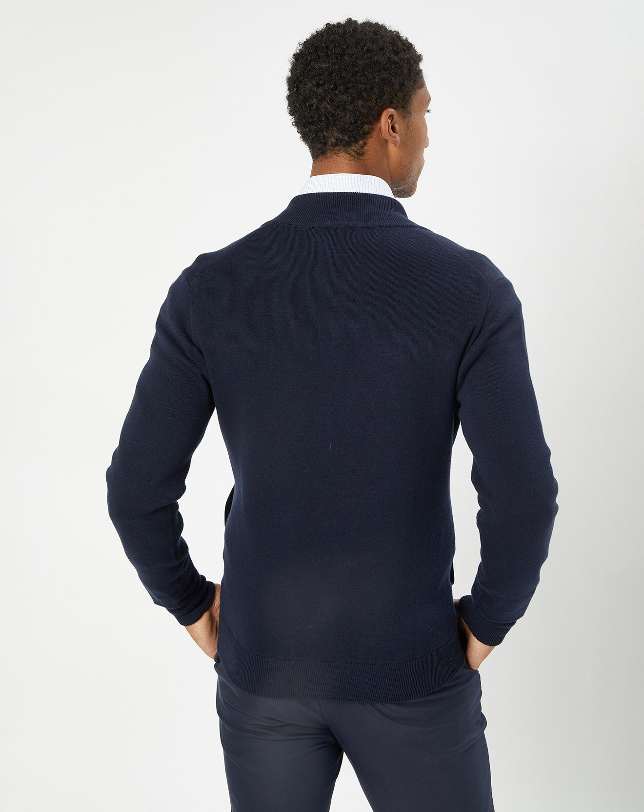 Hackett London Gilet fin zippé bleu marine