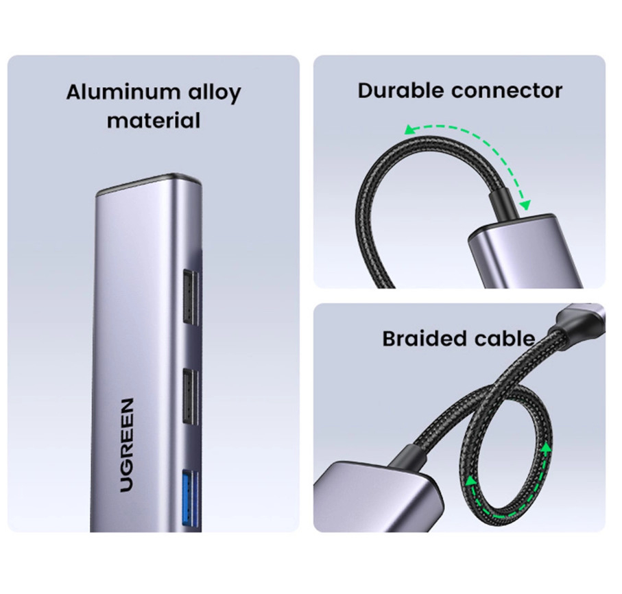 5 in 1 USB C Multiport Adapter HUB mit 2x USB 2.0 / 1x USB 3.0 / 1x USB-C (PD/100W) / 1x HDMI (15495) - Silber