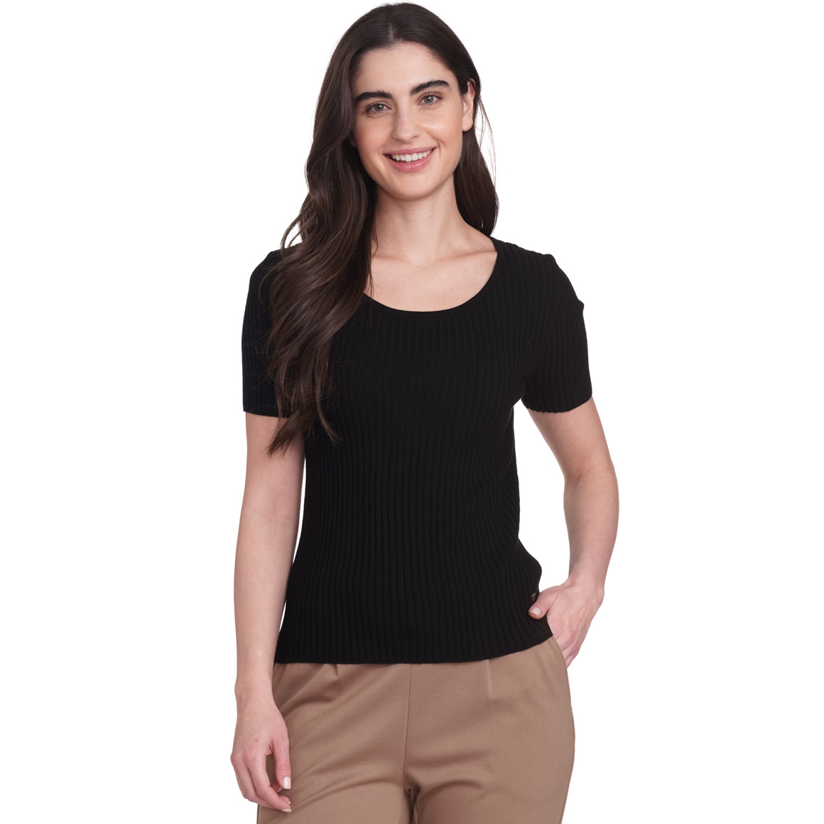 Gina Damen T-Shirt mit Rundhalsausschnitt schwarz