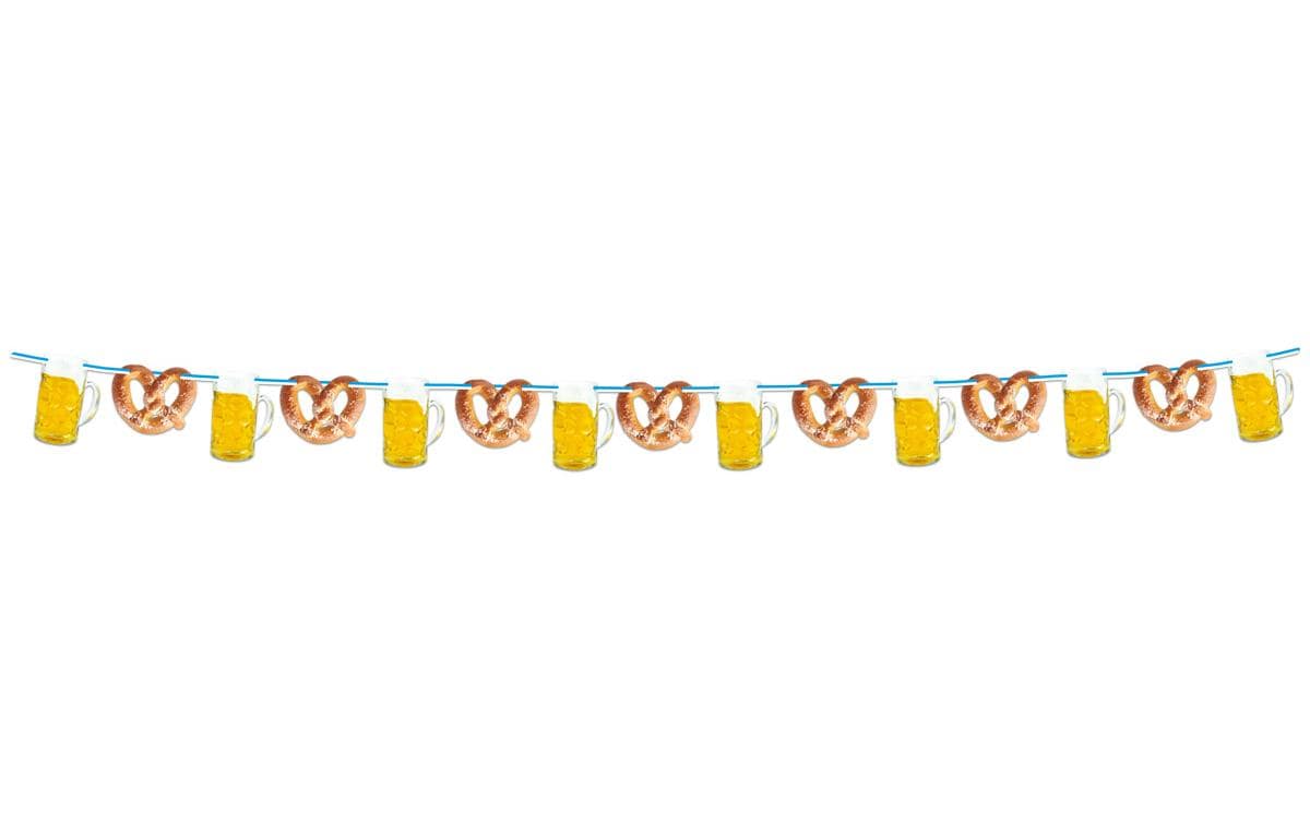 Girlande Brezel und Bierkrug 10 m, MehrfarbigOktoberfest Dekoration