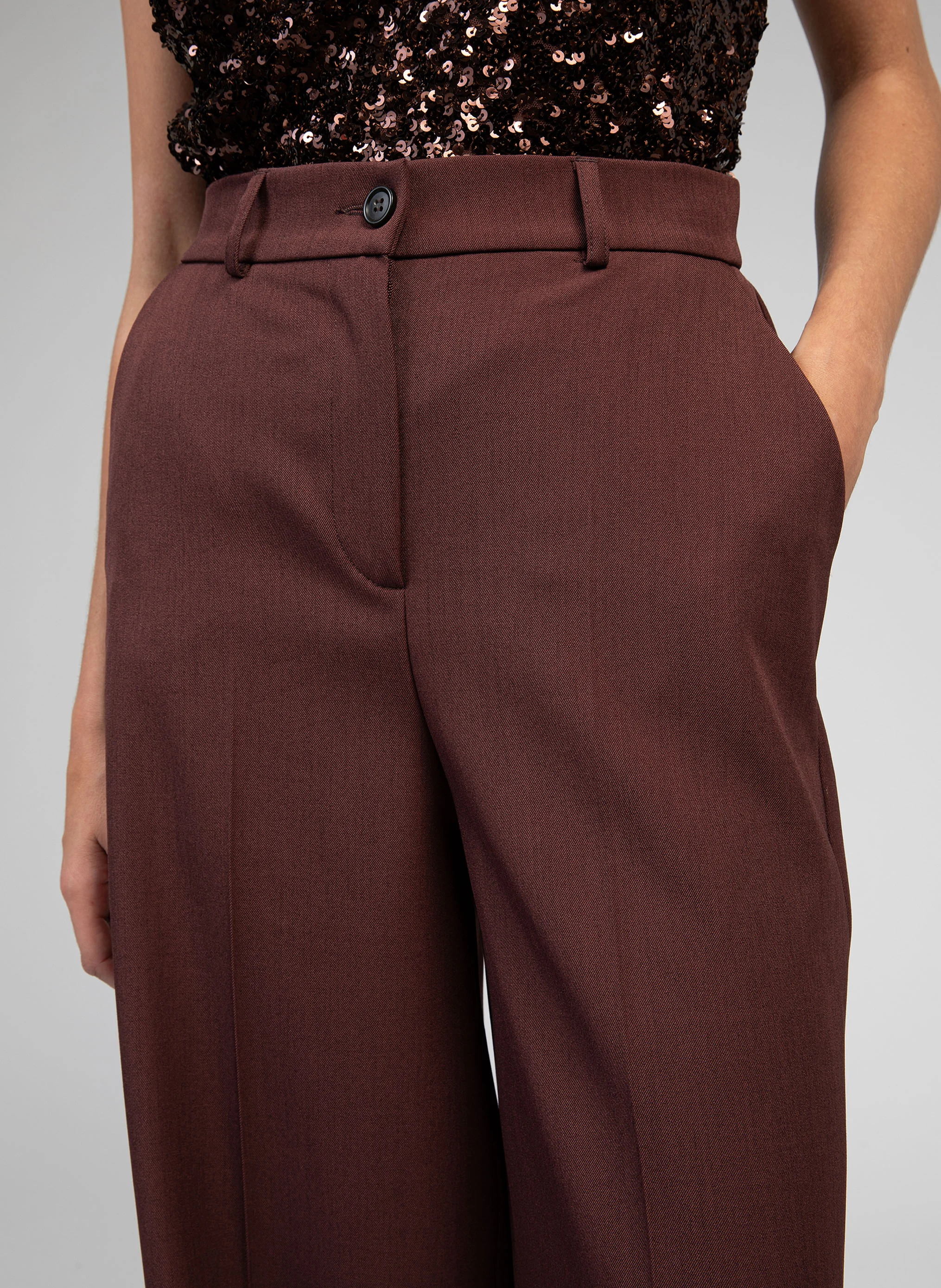 PERLINA - Pantalon large | Marron