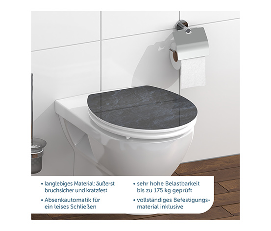 Schütte MDF High-Gloss WC-Sitz mit Absenkautomatik »Black Stone«