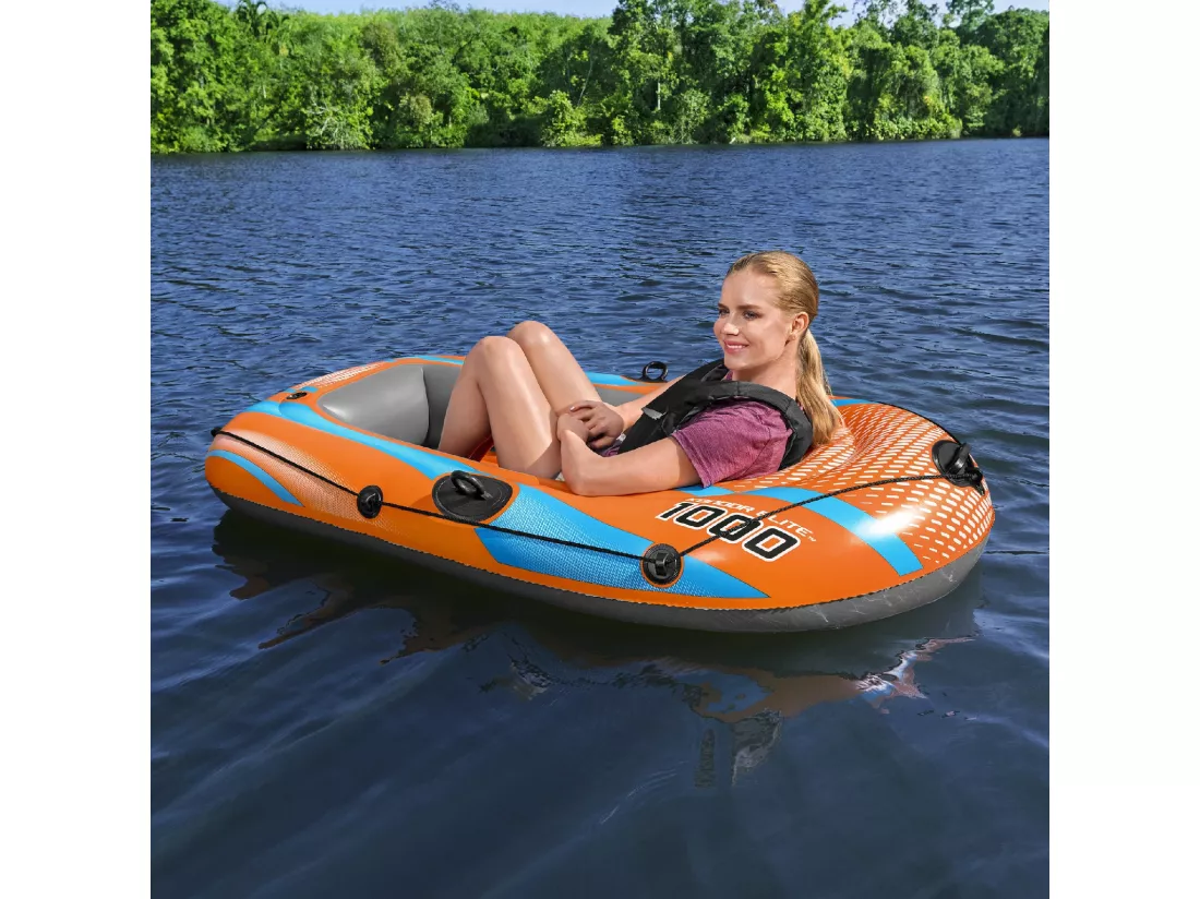 Bateau Gonflable Individuel Bestway Kondor Elite 1000 Raft 162x96x20 cm avec Poignées et Sol Gonflable