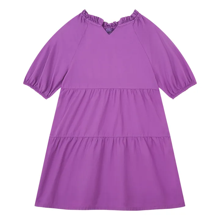 SMALLABLE BASICS Robe Fille en Popeline Organique Manches 3/4 | Violet