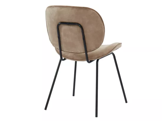 Lot de 2 chaises SABINE - Effet velours & métal - Beige