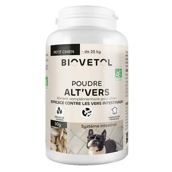 Biovetol - Alimentaire Bien-Être - Poudre Alt'vers Petit Chien Bio <20kg - 30g