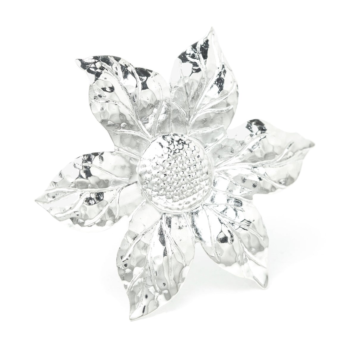 maxi barrette fleur plaqué argent - HESPÉRIS