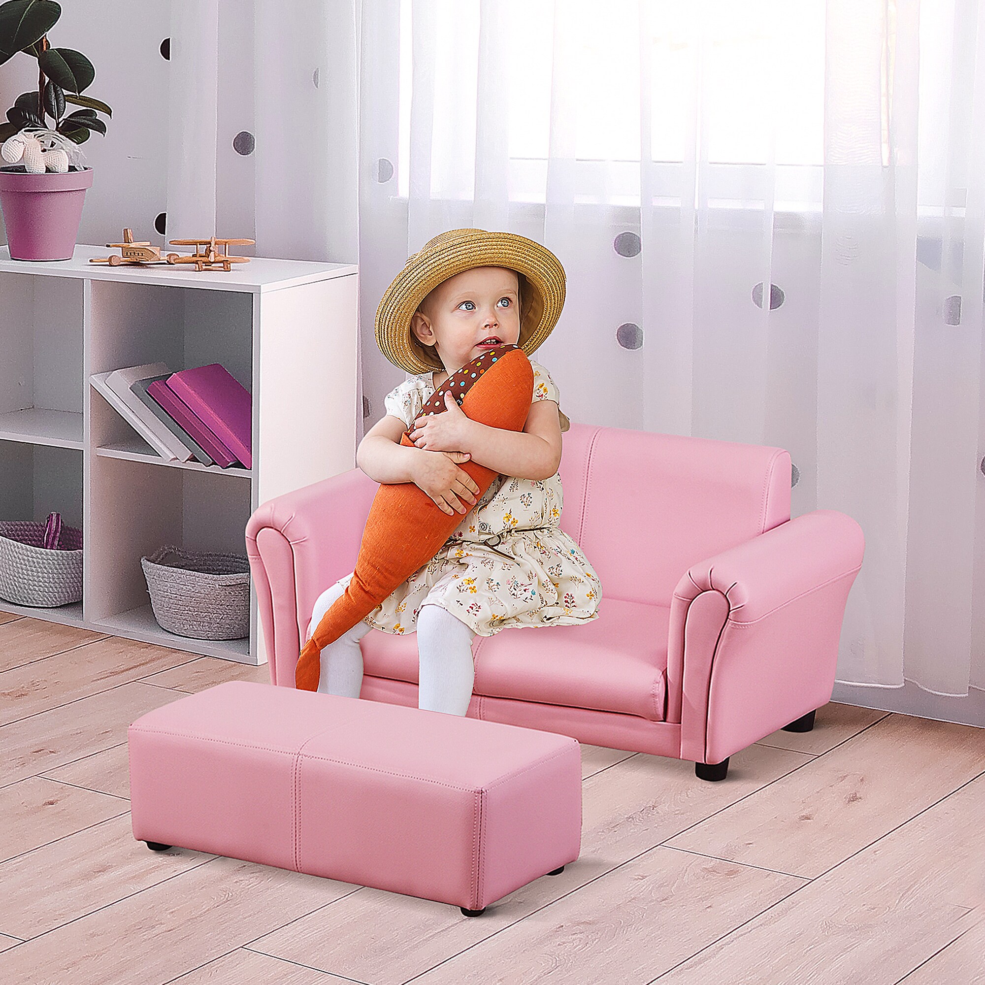 HOMCOM Kindersofa mit Hocker 83 x 42 x 41 cm (LxBxH)