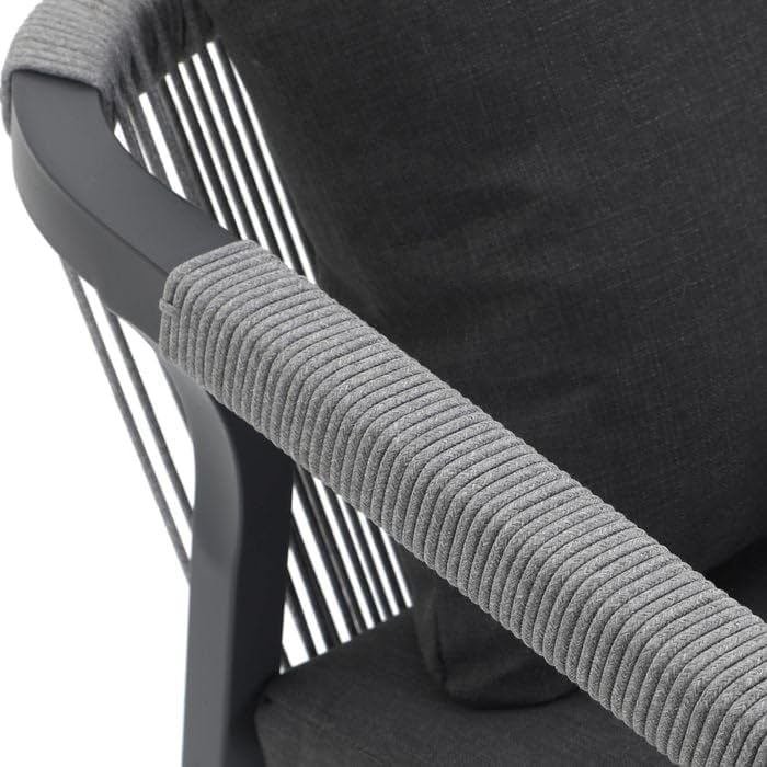OUTLIV. Bordeaux Stapelsessel Aluminium Rope anthrazit dunkelgrau stapelbar witterungsbeständig inkl Kissen 59x62,5x74,5 cm