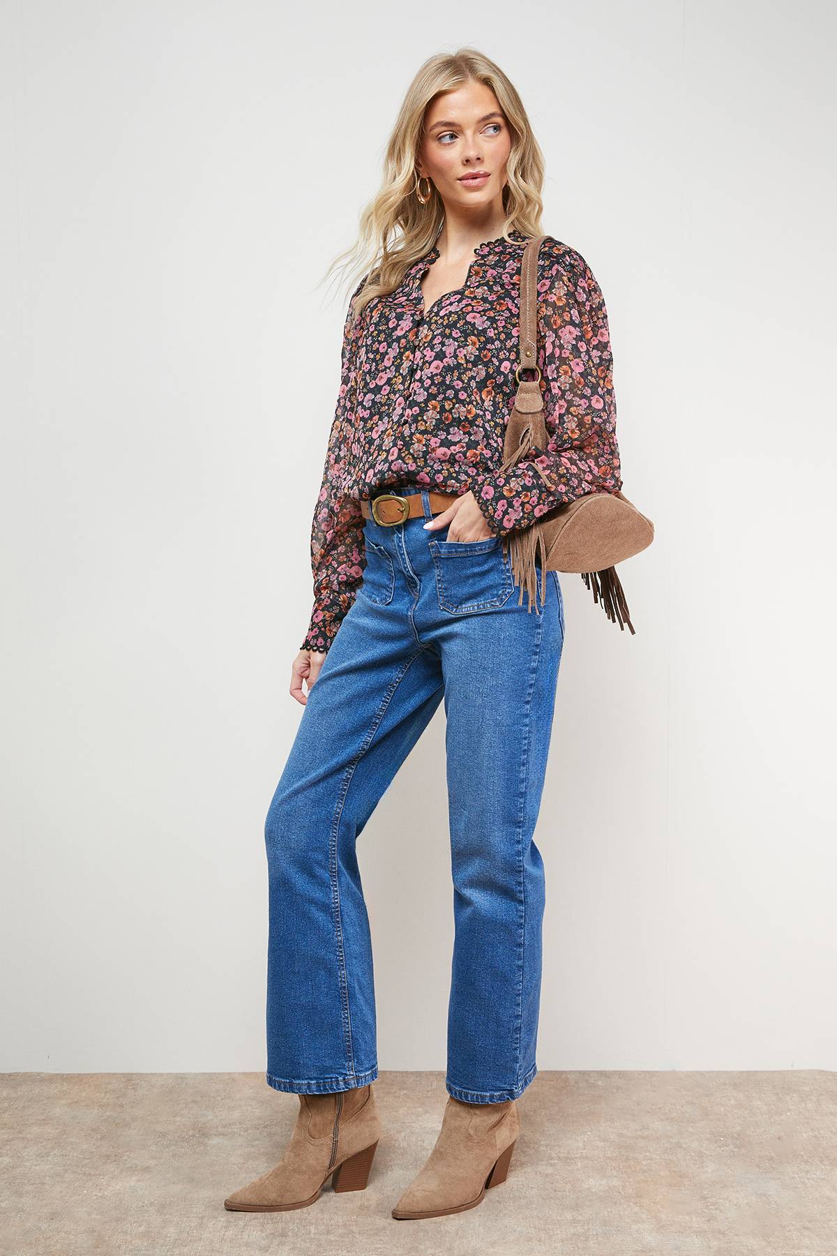 Oasis Blouse Imprimée en Mousseline Boutonnée