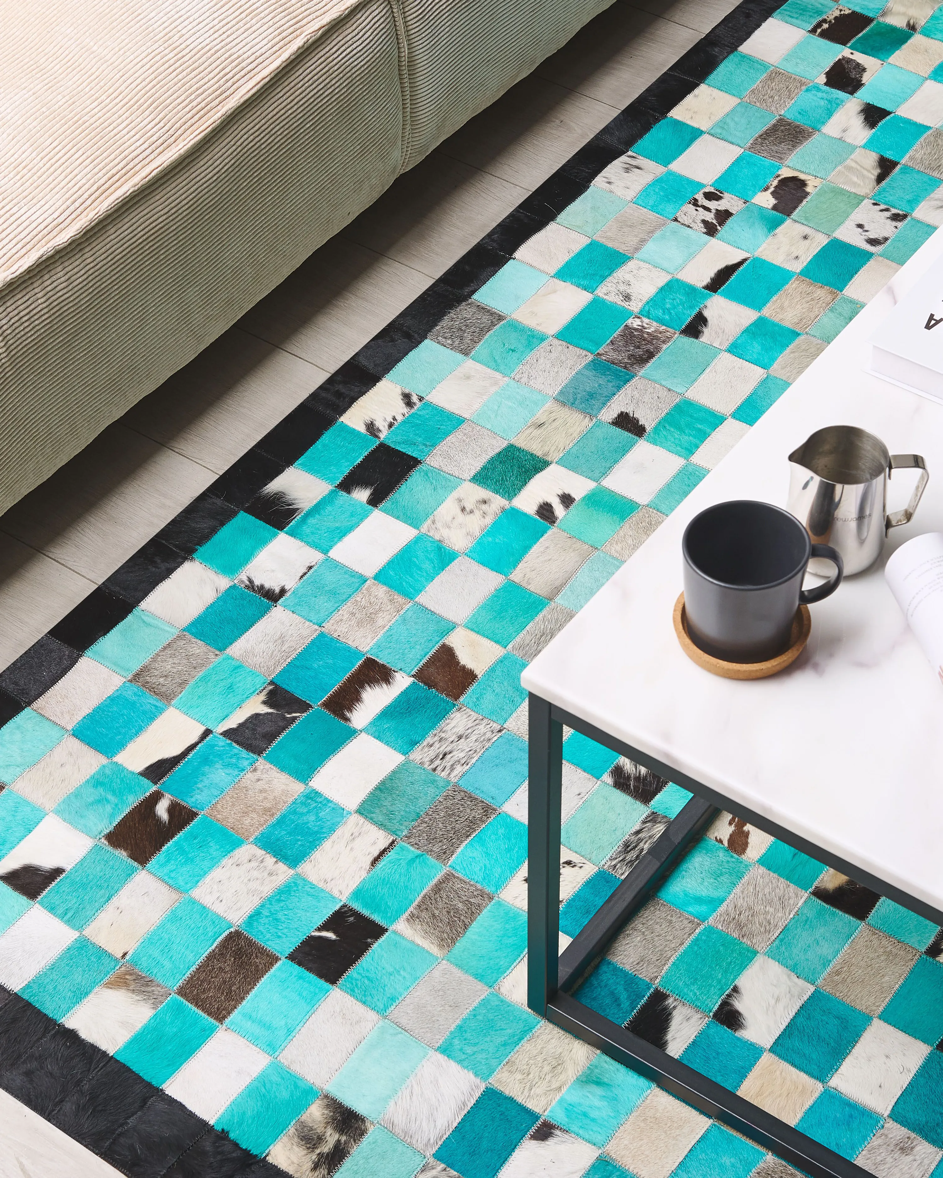 Vloerkleed NIKFER Turquoise 160 x 230 cm Leer