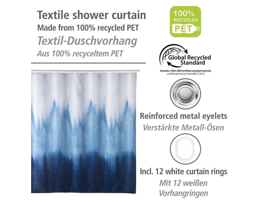 WENKO - Accessoire de douche Rideau de douche baltik 180 x 200 cm - bleu et blanc