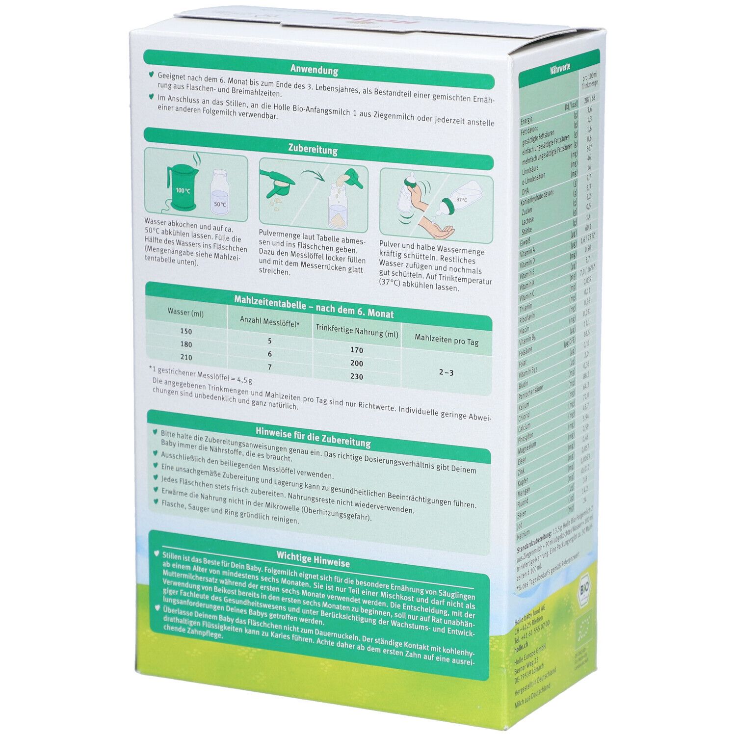 Holle Bio 2 Folgemilch auf Ziegenmilchbasis ab dem 7. Monat