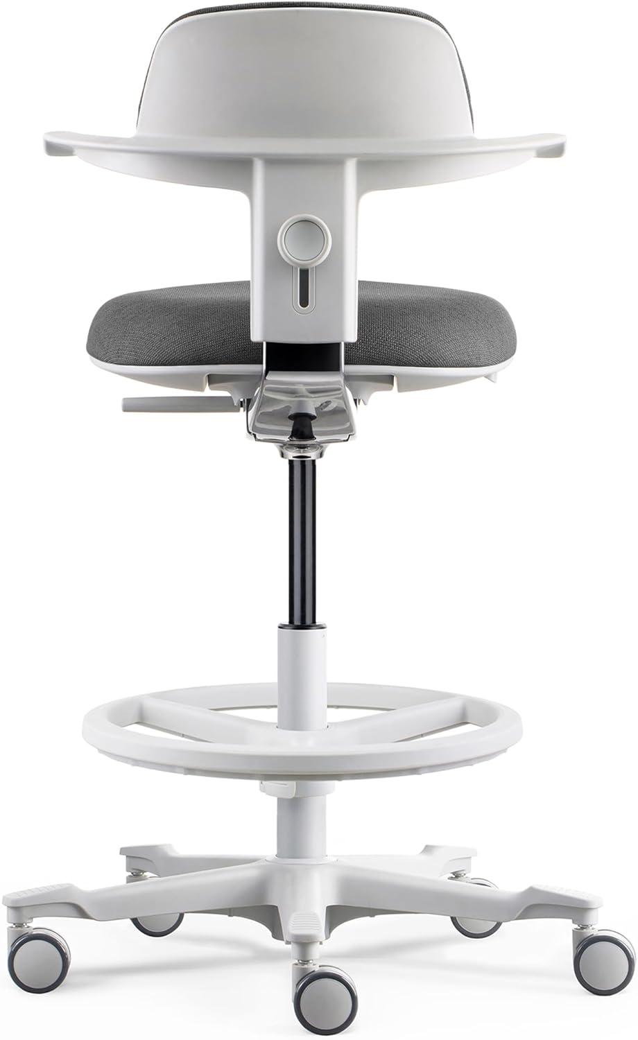 hjh OFFICE Ergonomischer Arbeitsstuhl TOP Work 40 W – Stuhl mit höhenverstellbarer Rückenlehne, Verstellbarer Sitzneigung & Sitztiefe, höhenverstellbarer Fußring, Grau/Weiß