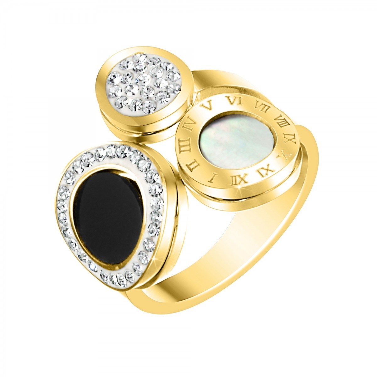 Bague SC Crystal ornée de Cristaux scintillants et de nacre