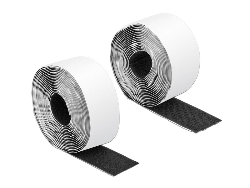 Delock Klettband-Rolle 5m x 50 mm Haft und Flauschband Schw Klettband selbstklebend mit Haft- und Flauschband L 5 m x B 50 mm Schwarz