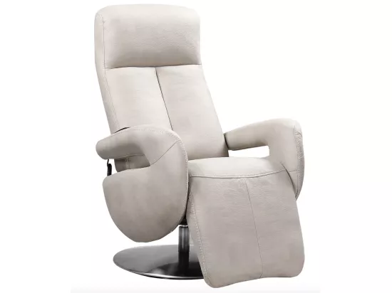 Fauteuil de relaxation électrique 2 moteurs en cuir avec têtière réglable Balbo-Couleur Beige
