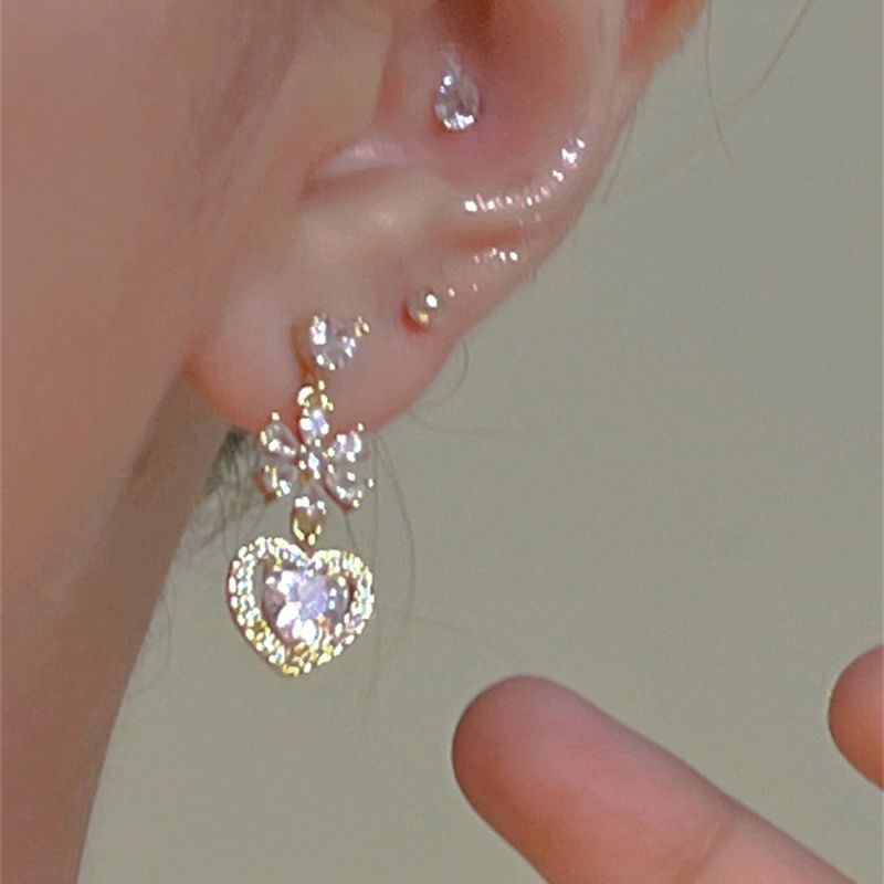 Strastruck - Hartvormige Strass Legering Oorbel
