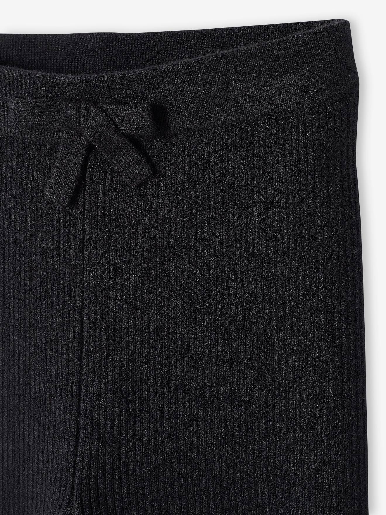 leggings de tricô, lisas, cinza escuro, para menina