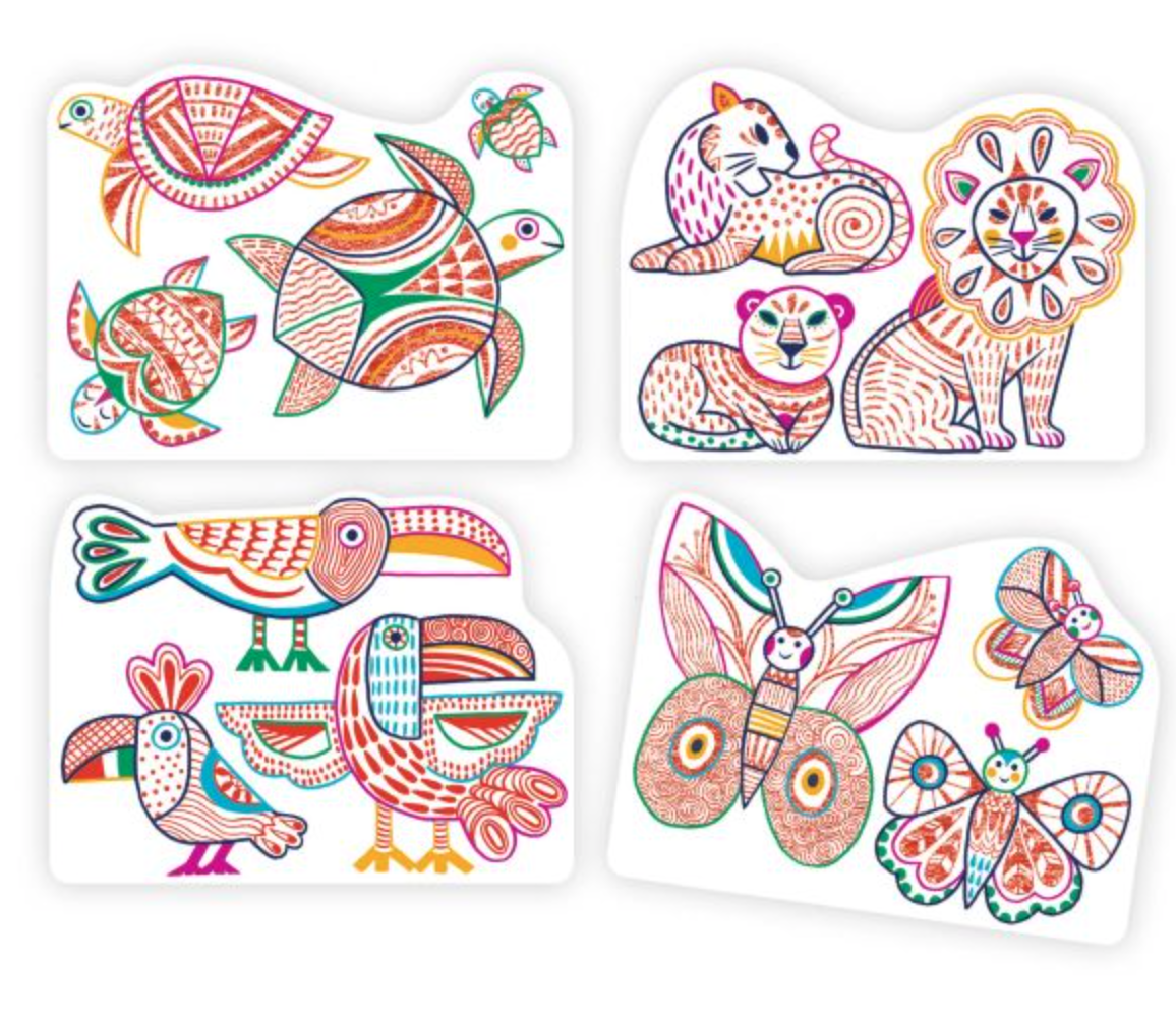 Djeco dj00066 kleurplaten Wilde dierenfamilies