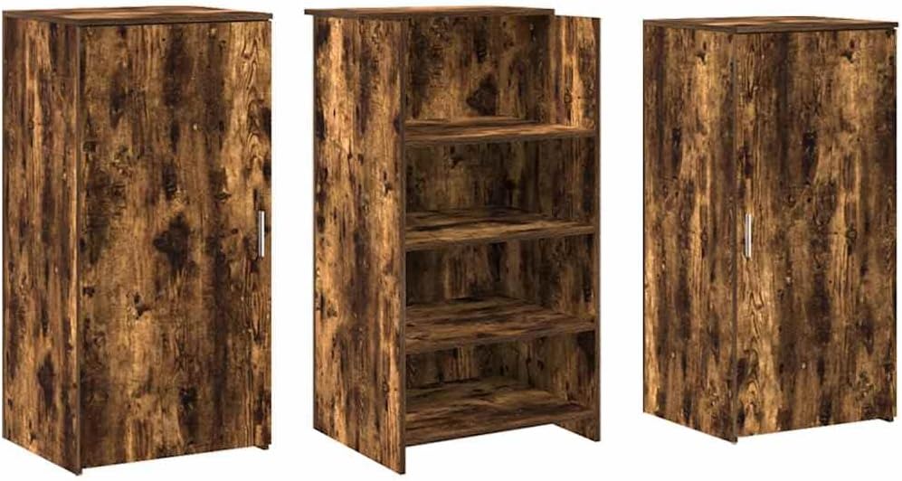 Empfangstheke Räuchereiche 155x50x103,5 cm, robuster Holzwerkstoff, vielseitiger Schreibtisch mit Stauraum für Büro und Praxis, ideal für Kundenempfang