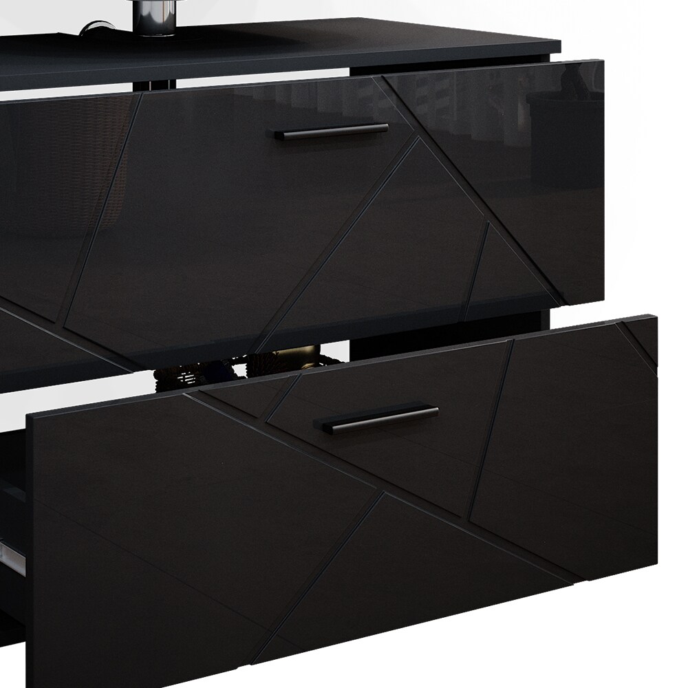 Vicco Badmöbelset Unterschrank Spiegel Badschrank Hochschrank Irma Anthrazit Hochglanz Badmöbel