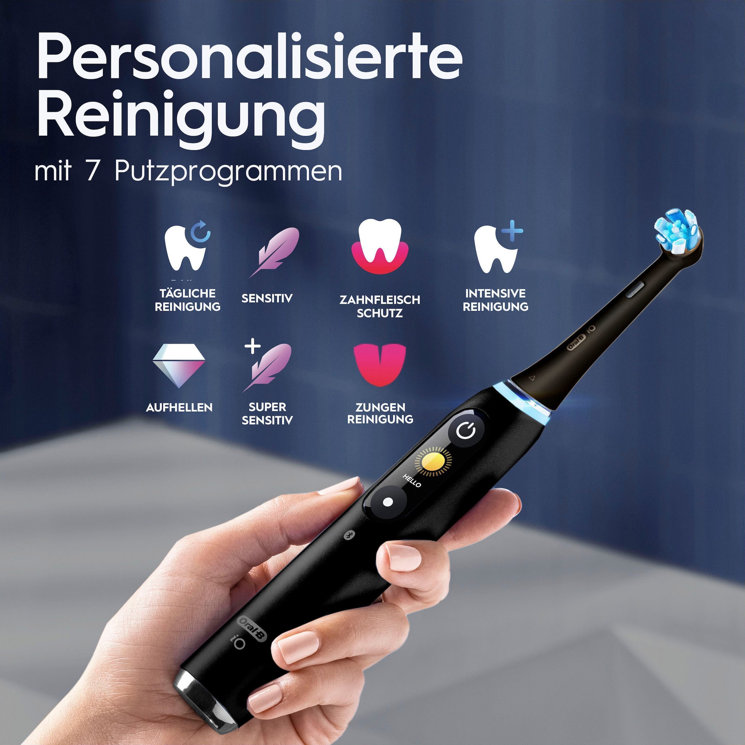 Oral-B Elektrische Zahnbürste »iO 9 Luxe Edition« 1 Stk. Aufsteckbürsten mit Magnet-Technologie, 7 Putzmodi, Farbdisplay & Lade-Reiseetui
