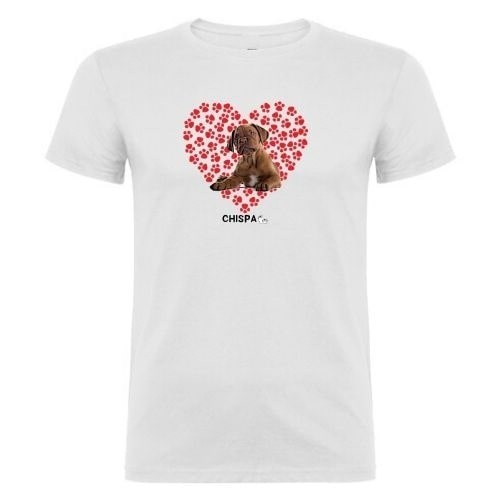 Camiseta unissex com estampa de coração personalizável, branca.