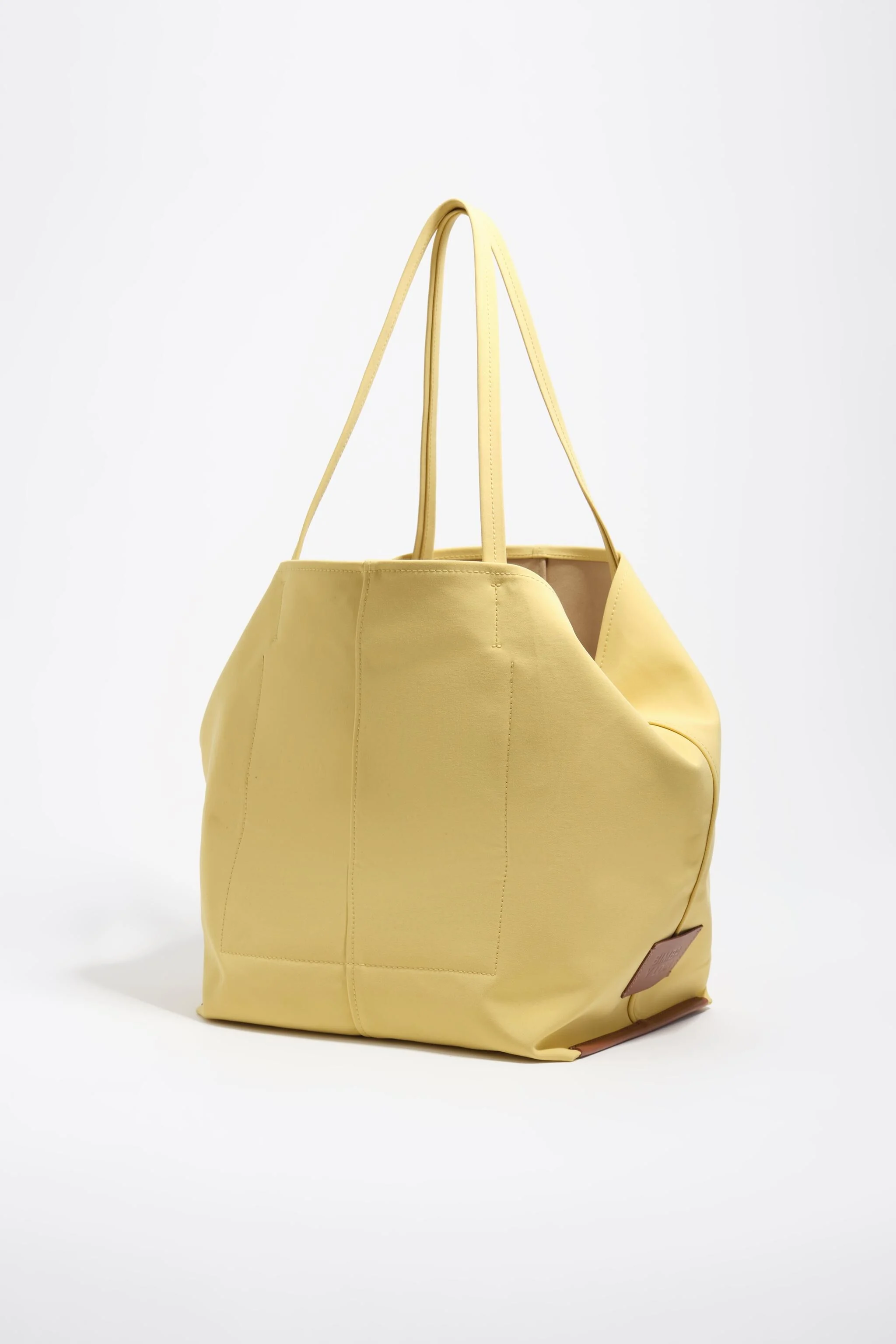 Sacola de compras grande em gabardine com estampa de banana
