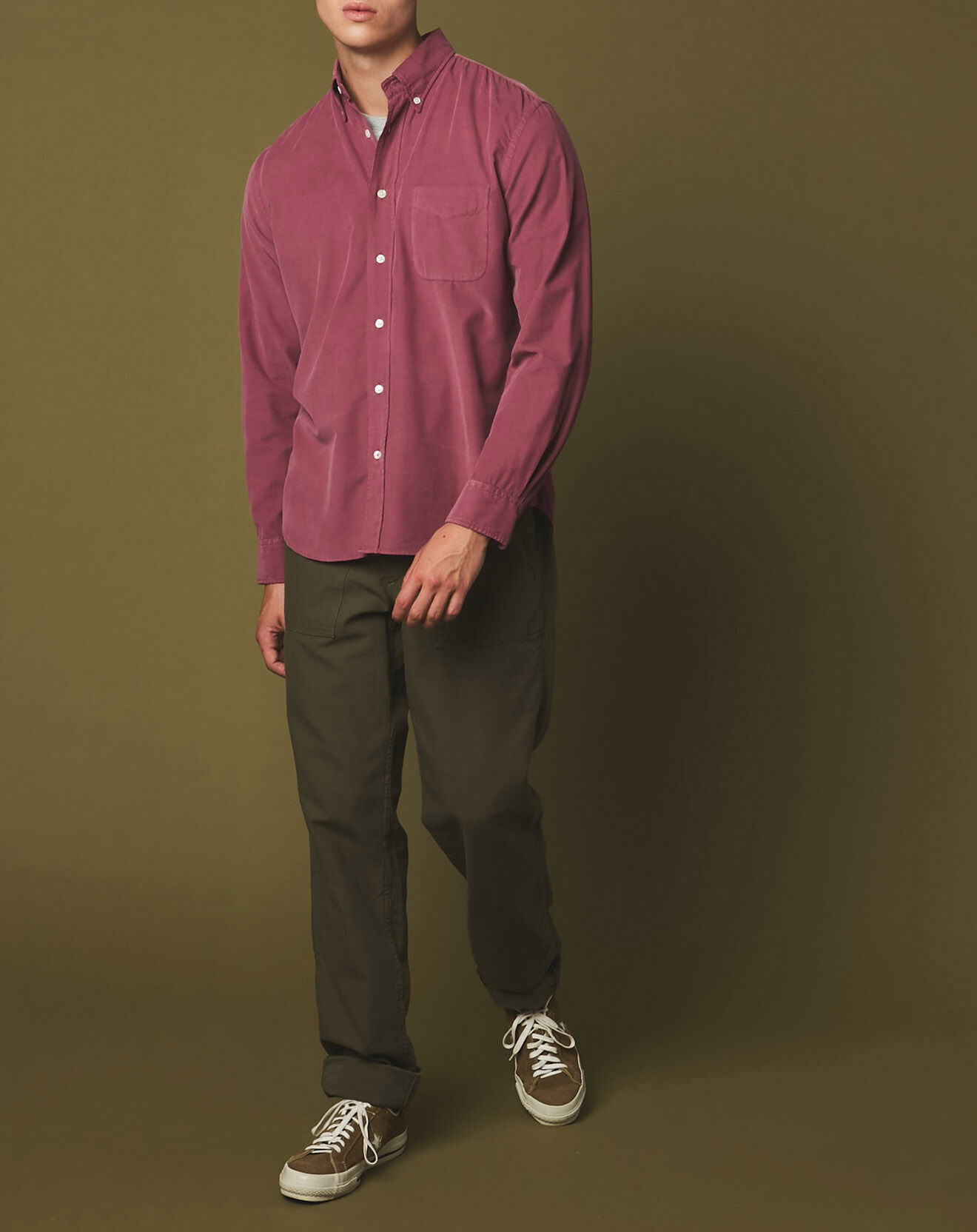 Hartford Chemise en Velours Milleraies regular Pitt Pat rose
