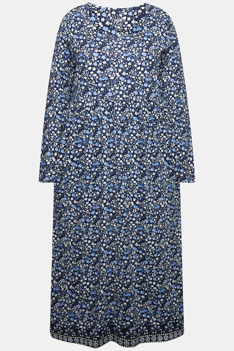 Jerseykleid, A-Linie, Carree-Ausschnitt, Langarm, Taschen