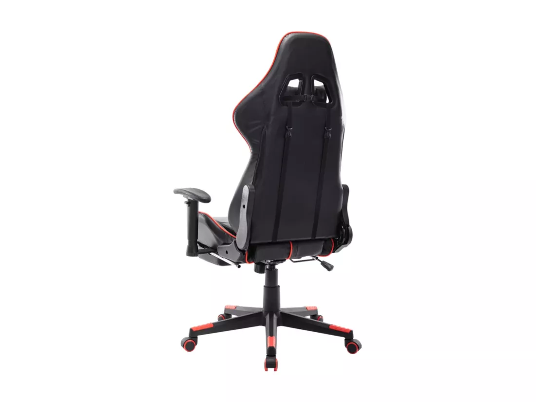 Chaise de jeu avec repose-pied Noir et rouge Cuir artificiel