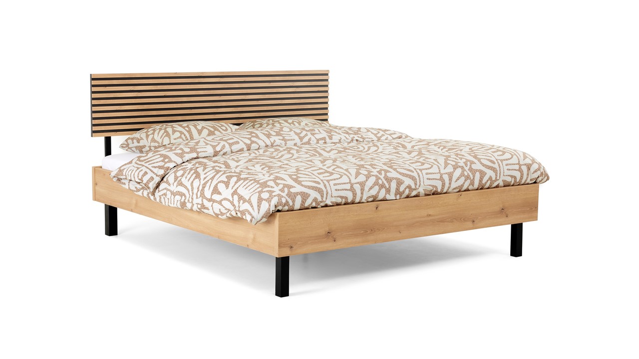 Bed Flint bianco eiken/grafiet