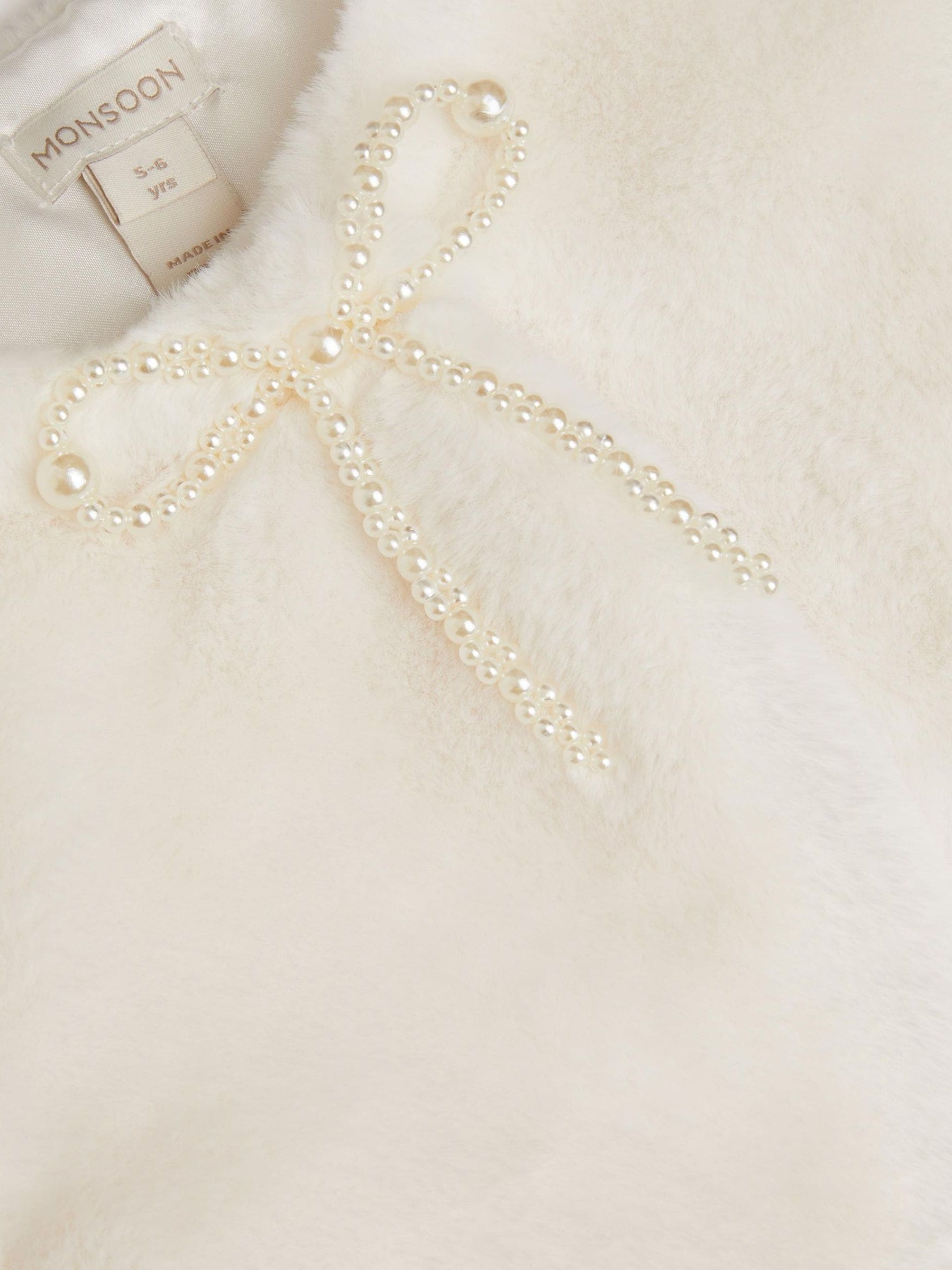 Crème - Monsoon Marie Bow bolero van imitatiebont