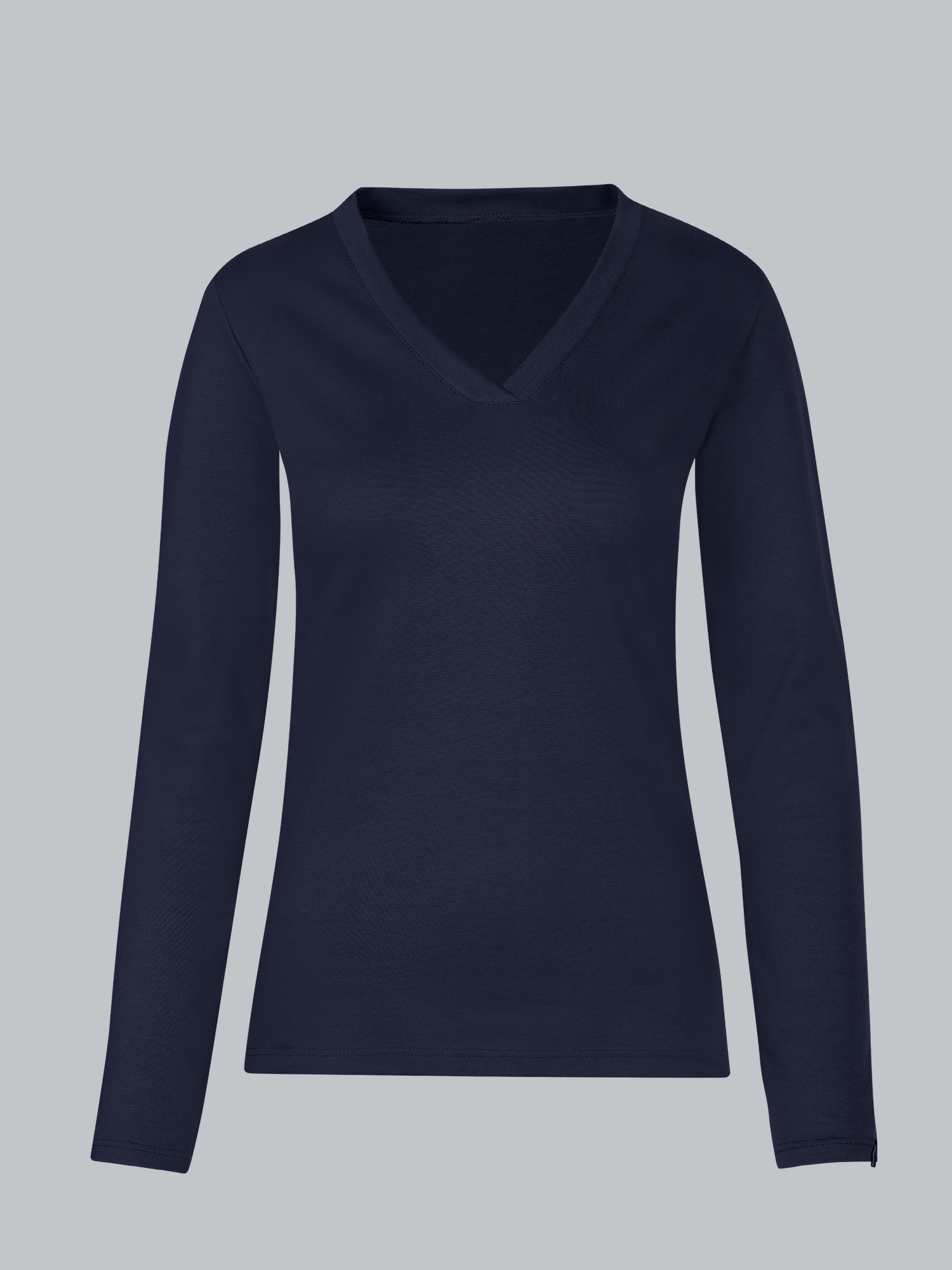Langarmshirt mit V-Ausschnitt Navy