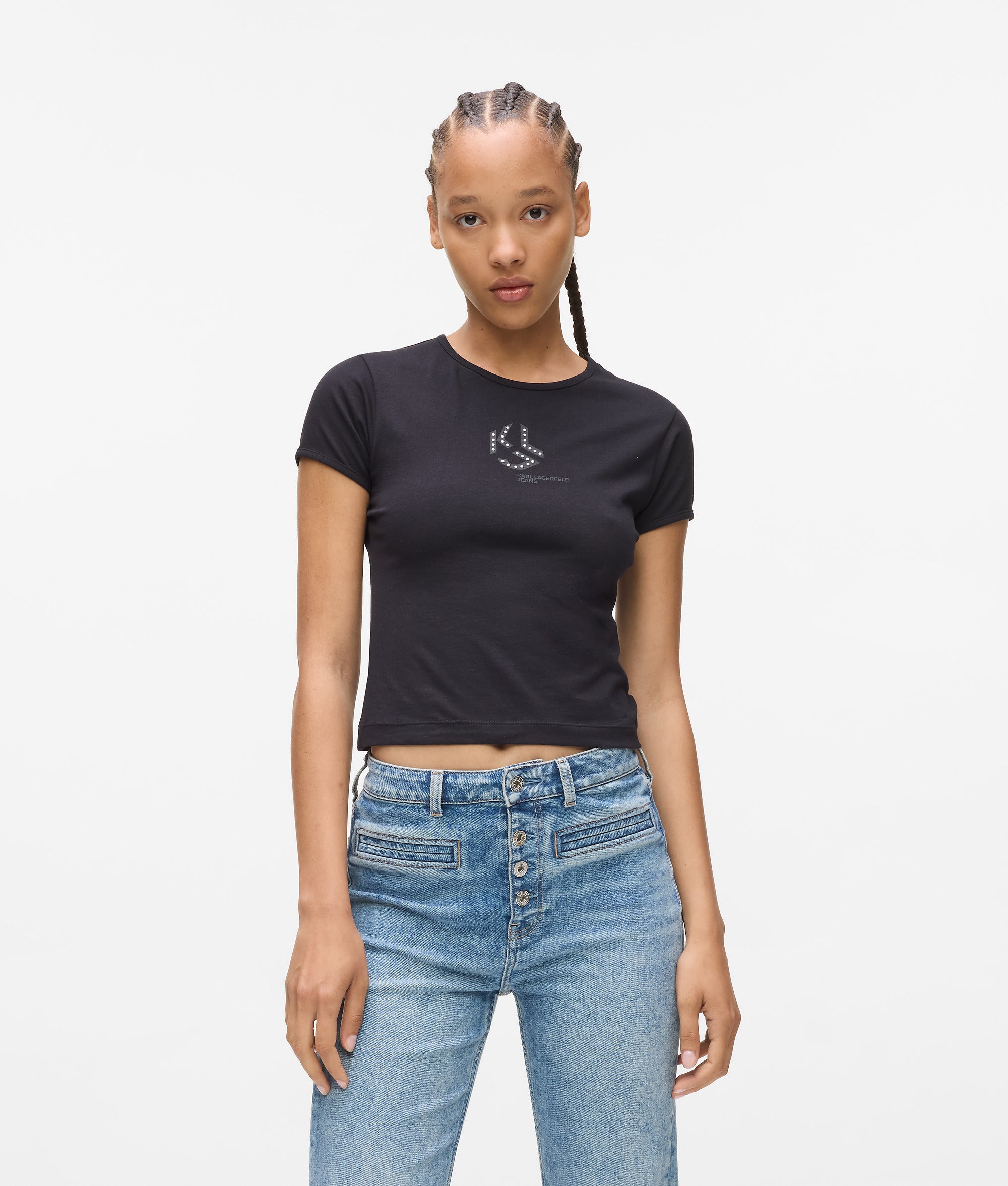 T-shirt met studs en Monogram