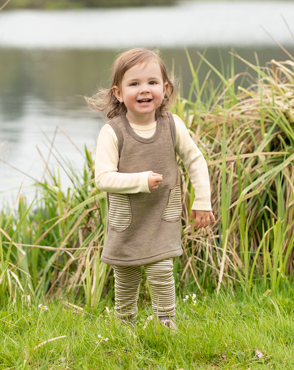 Woll-Leggings IVN BEST geringelt in walnuss/natur