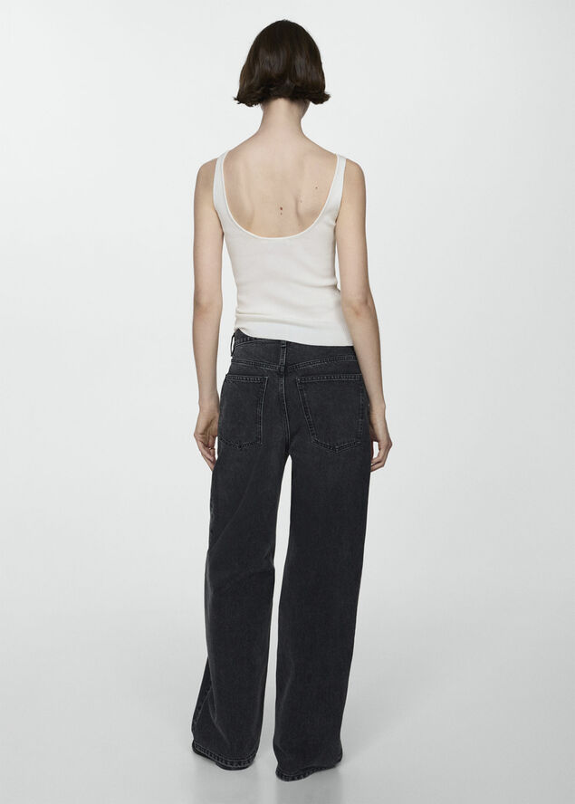 MANGO Knit strap top Light beige