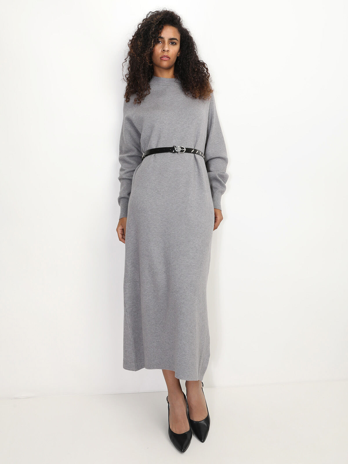 Robe pull longue et ample- Gris