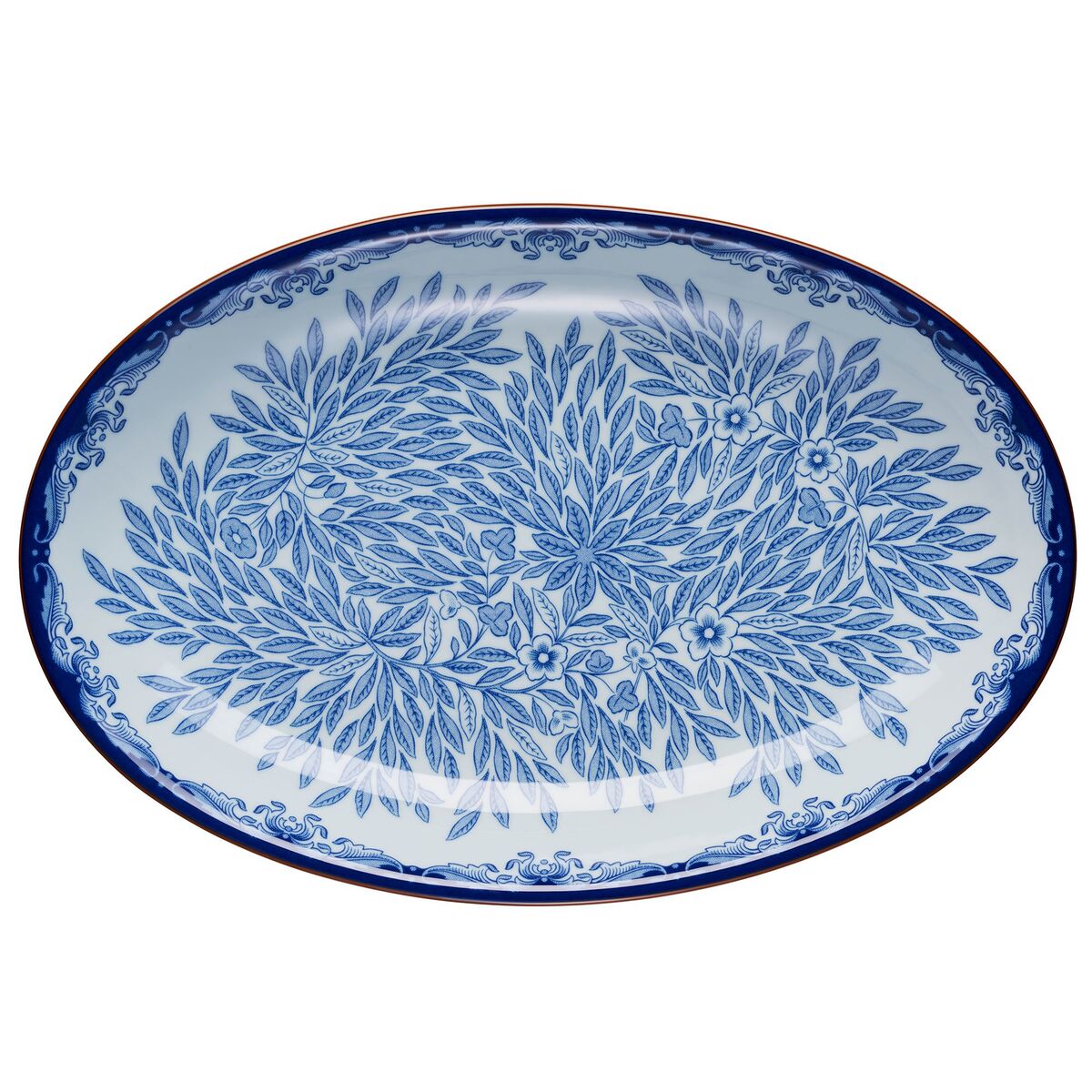 Ostindia Floris ovalt serveringsfat 33 x 22 cm, blå