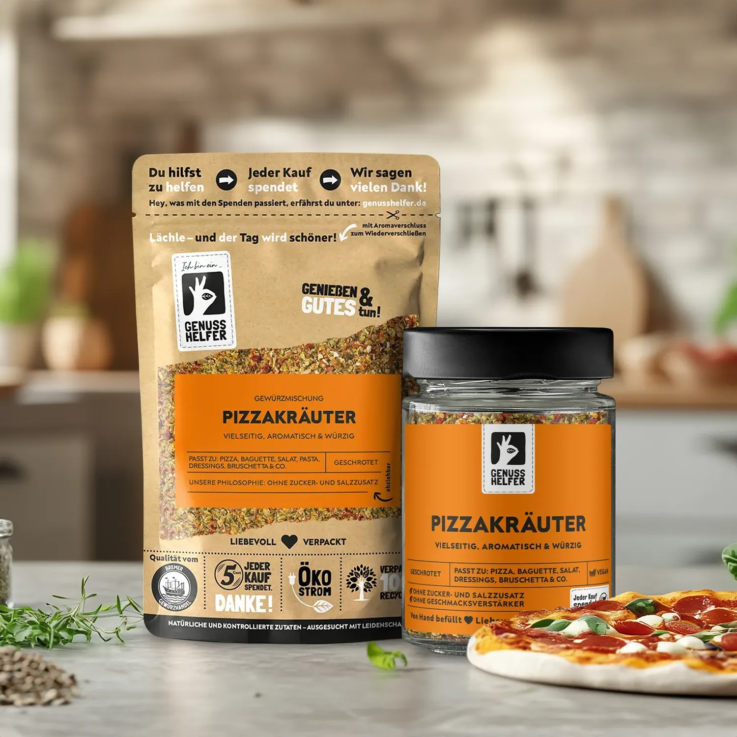 Pizzakräuter, geschrotet, 3er Pack