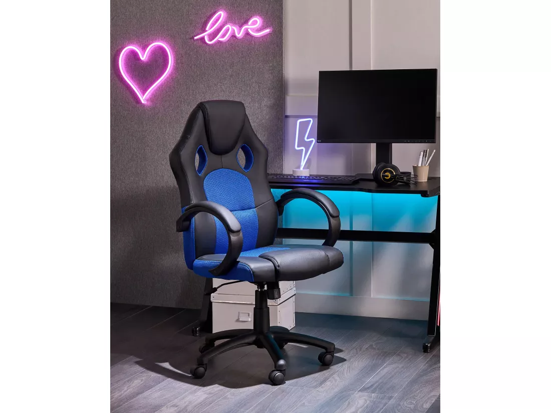 Chaise de bureau FIGHTER Cuir PU Bleu marine