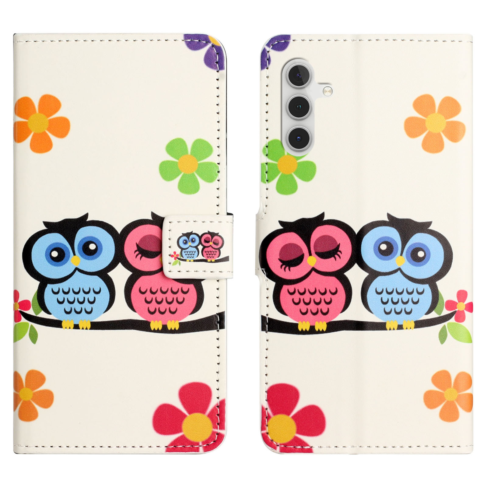 Samsung Galaxy S24 FE Leder Tasche - Eulen Paar