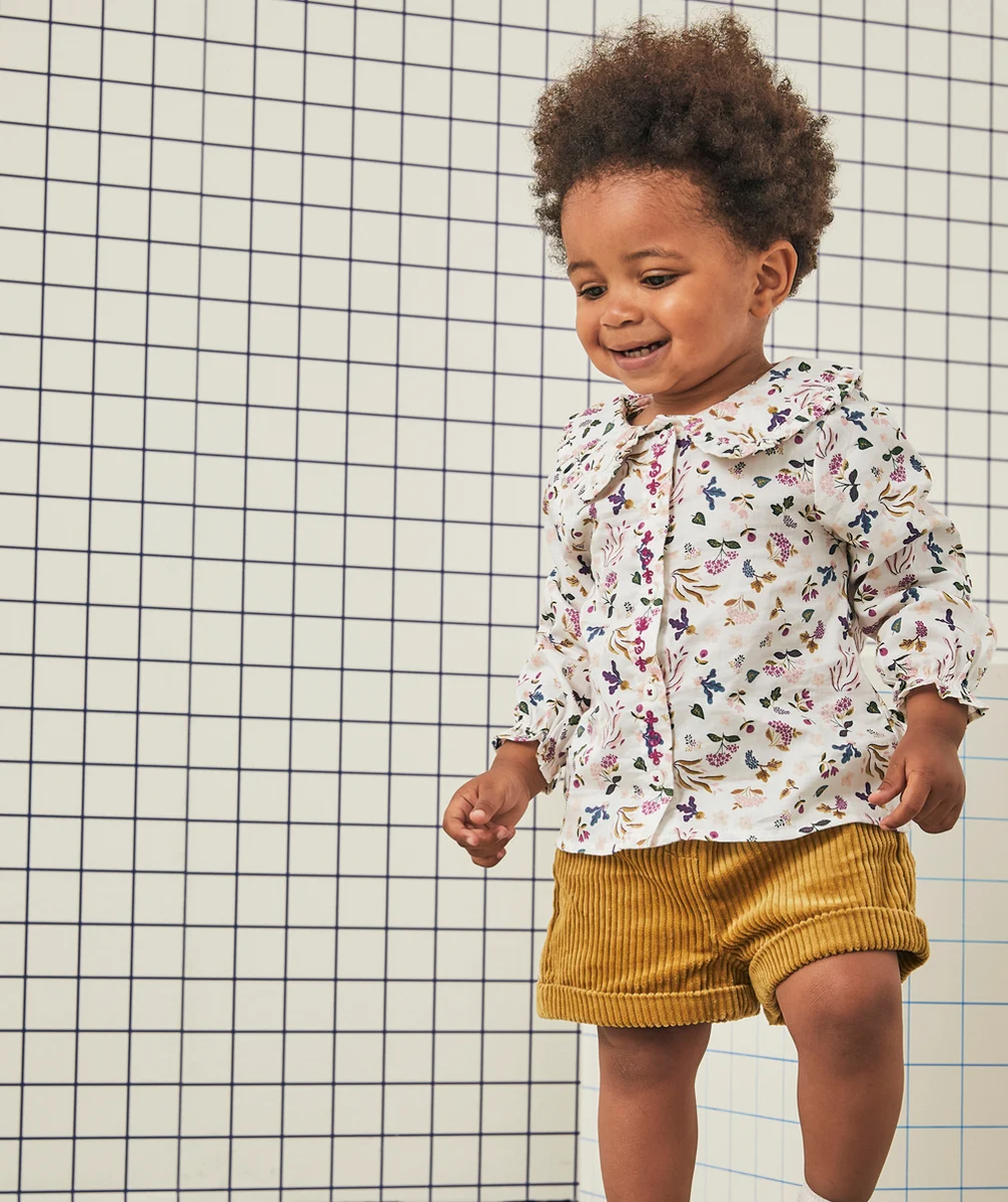 SHORT BÉBÉ FILLE EN VELOURS CÔTELÉ MOUTARDE