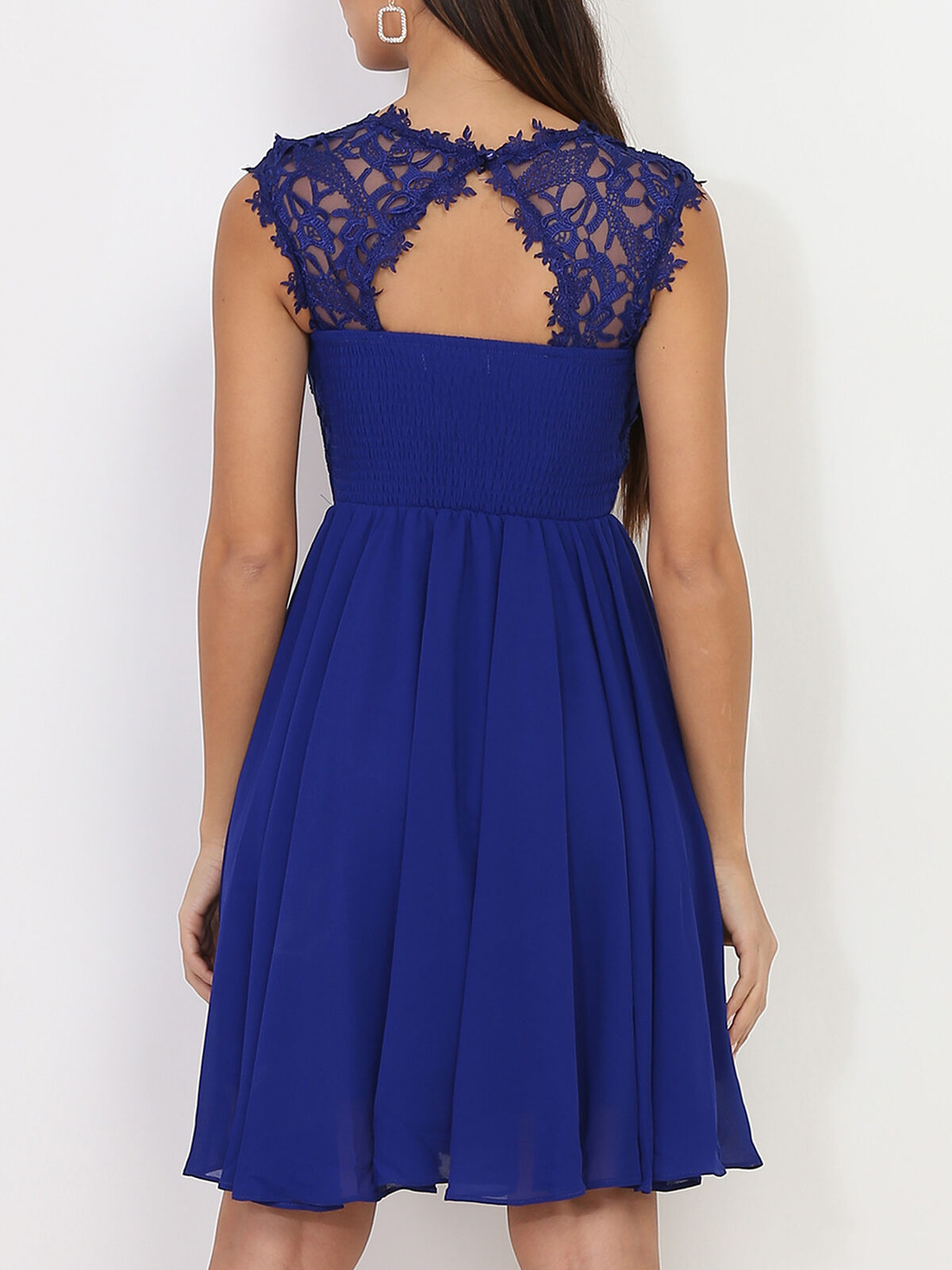 Robe avec dentelle- Bleu