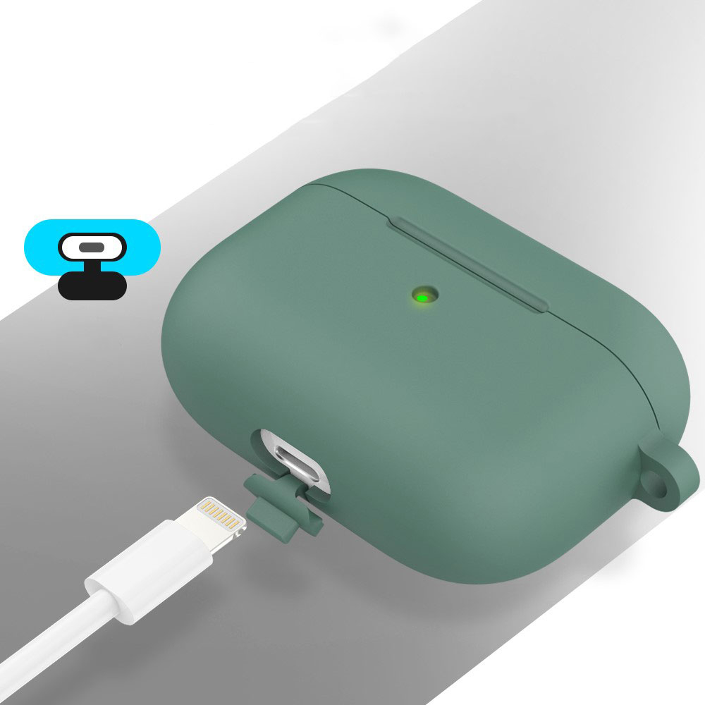 AirPods (3. Generation) Silikon Schutzhülle Abdeckung mit Karabinerhaken - Grün