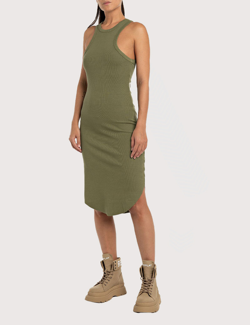 REPLAY ROBE SANS MANCHES SLIM KAKI